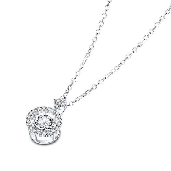 2Ct Natural Moissanite Round Cut Pendant for Women in 14K White Gold Plated