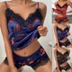 thumbnail image 1 of Summer Women Sexy Pajamas Set Satin Silk Deep V-Lace Cami Vest Home Clothes Tops And Shorts Sleepwear For Female Camisole Skirt, 1 of 4