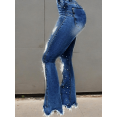 thumbnail image 3 of Womens High Waist Ripped Bootcut Jeans Washed Blue Jeans Casual Sexy Slim Fit Jeans Y2K Grunge Trend Street Style Element Fashion Party Casual, 3 of 3