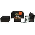 thumbnail image 2 of Costway Ensemble de 5 Pcs en Rotin pour Patio, Ensemble Sectionnel de Conversation avec Ottoman et Table, Noir, 2 of 10