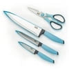 Tasty Stainless Steel Knife Set with Shears, 4 Piece, Tasty Blue