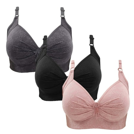 Clearance TOUMENY Sports Bras for Women Nude Bra 3pc Woman s Lace Flower Gathered Together Large Size Daily Bra Underwear No Rims