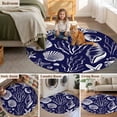 thumbnail image 6 of Summer Marine Life Round Living Room Rugs 7 ft, Line Drawing Ocean Shell Starfish Sea Conch Seaweed Washable Area Rug with Non-Slip Sturdy Edge Binding Round Carpet for Kitchen Office Bedroom, 6 of 9