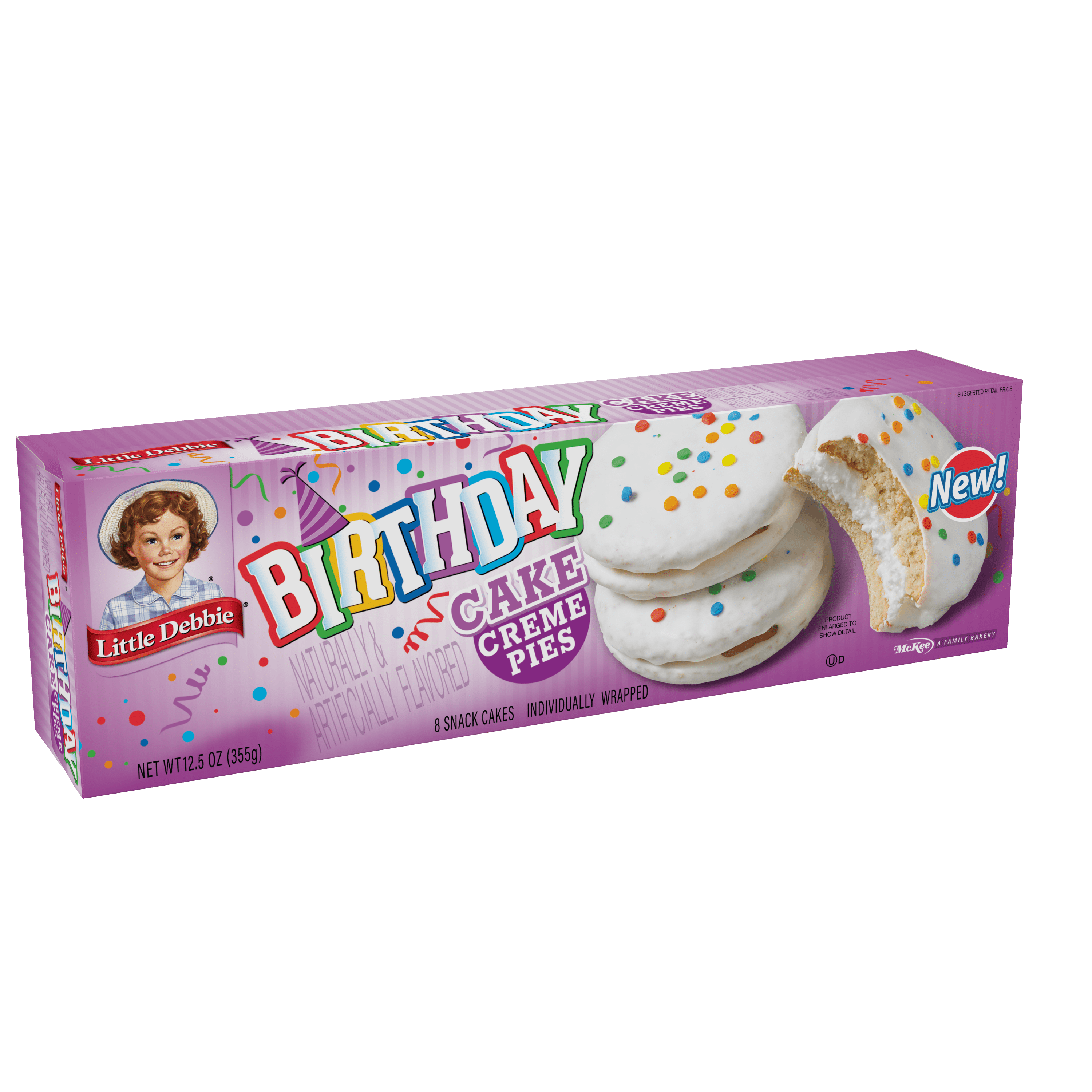 Little Debbie Birthday Cake Creme Pies, 6 Boxes, 48 Individually Wrapped Sandwich Cookies