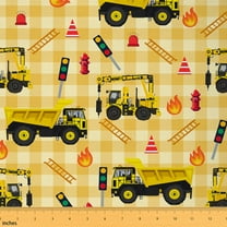 Castle Fairy Kids Construction Vehicles Fabric by the Yard 1 Yard, Orange Buffalo Plaid Home Decor Fabric by the Yard, Tractor Truck Sewing Fabric