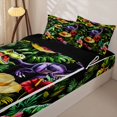thumbnail image 3 of Metsweet Animal Dinosaur Zipper Twin Comforter Sets with Fitted Sheet and 2 Pillowcases, Tropical Flowers Leaves Zipper Bedding Set, Green Purple Red,4-Piece,Black Reversible, 3 of 6