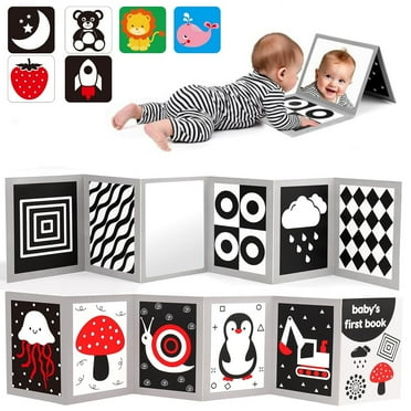 Black and White Baby Toys for Infants, Tummy Time Mirror for Babies 0-6 Months, Infant Gifts, High Contrast Toys for Newborns
