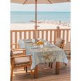 thumbnail image 2 of Outdoor Tablecloth with Umbrella Hole for Patio/Picnic/Party/Camping, Coastal Beach Waterproof Table Cloth Rectangle Table Cover Washable, Summer Ocean Sea Starfish Blue Wooden Grain (54"x 80"), 2 of 9