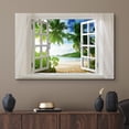 thumbnail image 2 of wall26 Glimpse into Beautiful Tropical Beach with Palm Trees Out of Open Window - Canvas Art Wall Art - 12"x18", 2 of 5