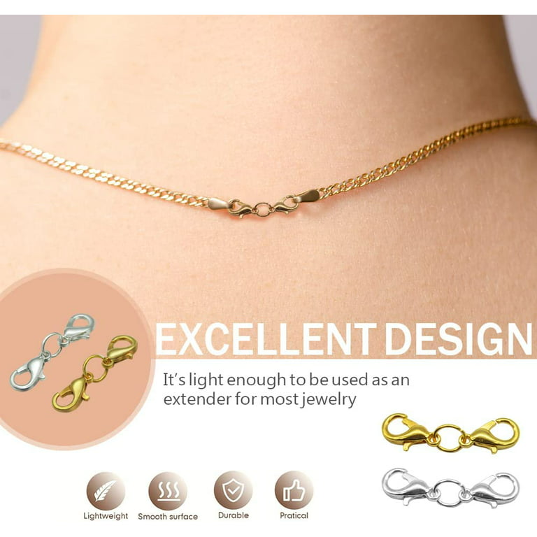 10PCS Gold and Silver Lobster Clasp,Double Lobster Clasp with Open Jump  Rings for Jewelry Making 