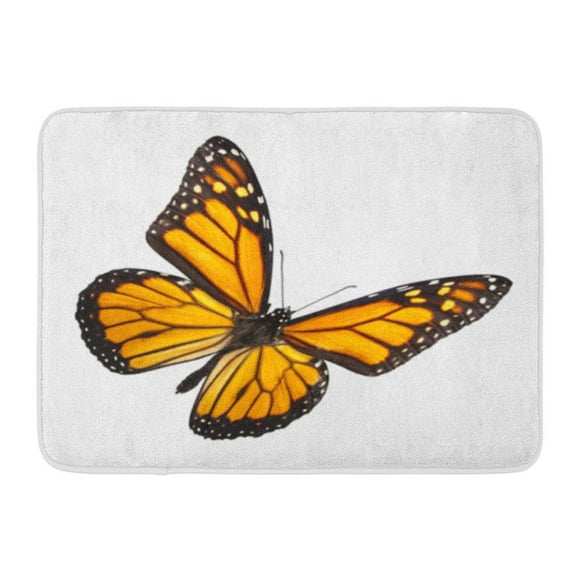 NUDECOR Yellow Flying Monarch Butterfly White No Shadow for Easy Use on Any Orange Doormat Floor Rug Bath Mat 30x18 inch
