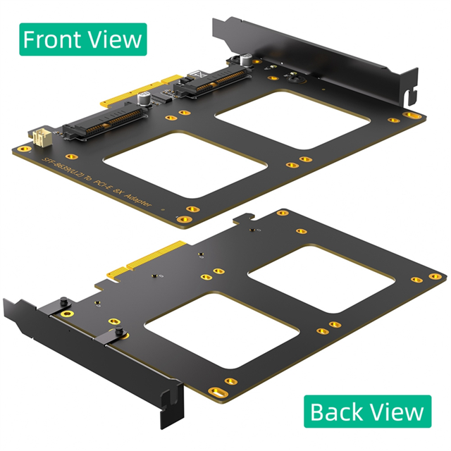 Adaptateur Double U.2 SSD vers PCIe 4.0 X8, Supporte 2 X SSD U.2 Ou Souple, Sans Fonction de Séparation PCI-E