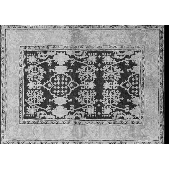 Ahgly Company Indoor Rectangle Oriental Gray Industrial Area Rugs, 5' x 7'
