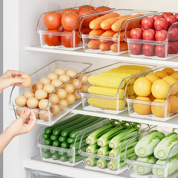 Organizador De Refrigerador, Contenedor De Almacenamiento De Alimentos Con Cesta De Drenaje, Contenedor De Plástico Transparente De 31 X 16 X 12 Cm Para Frutas Y Verduras, Diseño Apilable