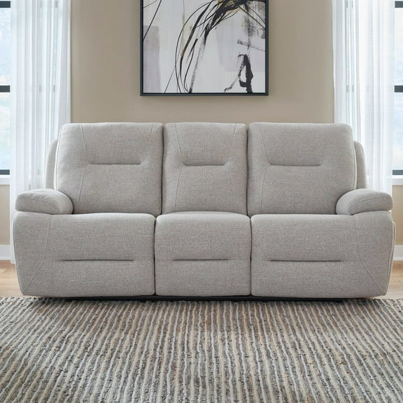 Liberty Furniture Power Recline Sofa & Loveseat  with Charging Ports - Nathan Ginger Fabric