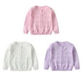 thumbnail image 4 of Kids 1-7 Years Little Girl Fall Spring Thin Hollow Knitted Cardigan O-neck Knit Button up Sweater Coat Cardigan Tops Outwear for Toddler, White, 4 of 10