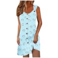 thumbnail image 2 of Ovzne Robes pour Femmes Robe de Plage Robe de Vacances Printemps et Été pour Femmes Bouton Col en V Robe à Bretelles Robe de Vacances Liquidation, 2 of 5