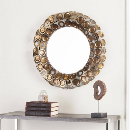Southern Enterprises Julios Round Decorative Mirror, Gold and Copper
