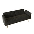 thumbnail image 6 of 69" Velvet Small Tufted Couch with Gold Legs, Convertible Sleeper Sofa Bed with Nail Head Trim and Adjustable Backrest, Upholstered Loveseat for Bedroom, Office, Apartment, Black, 6 of 7