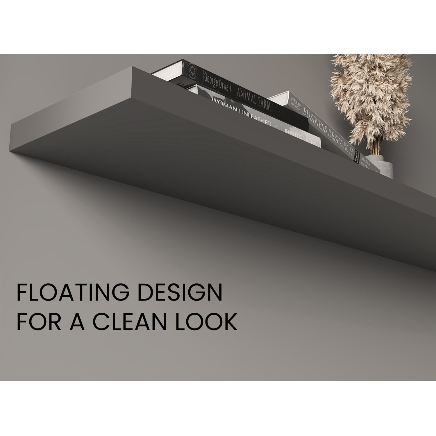 47" Wide Floating Shelves Set of 2, Grey Shelves for Wall Decor and Living Room Storage