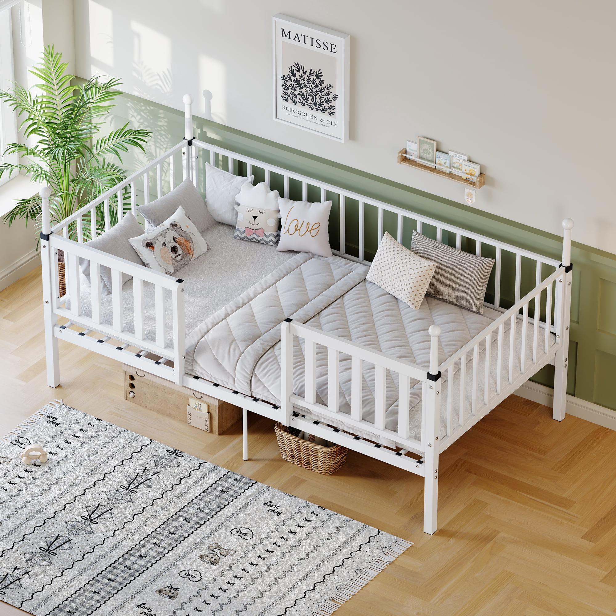 Leumius 11 inch Twin Bed Frame,Heavy Duty Metal Platform,No Box Spring Needed,Easy Assembly,White