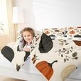 thumbnail image 3 of Manfei Kawaii Pumpkin Flowers Twin Comforter Sets 2pcs, Halloween Vintage Botanical Bedding Set, Orange Black Beige,Reversible,1 Comforter and 1 Pillowcase, 3 of 6