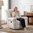 thumbnail image 5 of Bonzy Home Manual Recliner Faux Leather Single Reclining Chair Sofa for Living Room Bedroom, White, 5 of 6