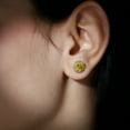 thumbnail image 4 of Rosec Jewels Lab Created Yellow Sapphire Stud Earrings with Diamond Halo - AAAA Grade, 18K Yellow Gold, 4 of 9