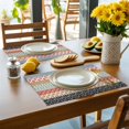 thumbnail image 3 of Placemat Boho Ethnic Placemats for Dining Table Bohemian Geometric Stripes Orange Washable Table Mats for Party Kitchen Dining Decoration, 3 of 7