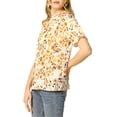 thumbnail image 5 of MODA NOVA Juniors Floral Ruffled Short Sleeve Ruffle Neck Casual Blouses, 5 of 7