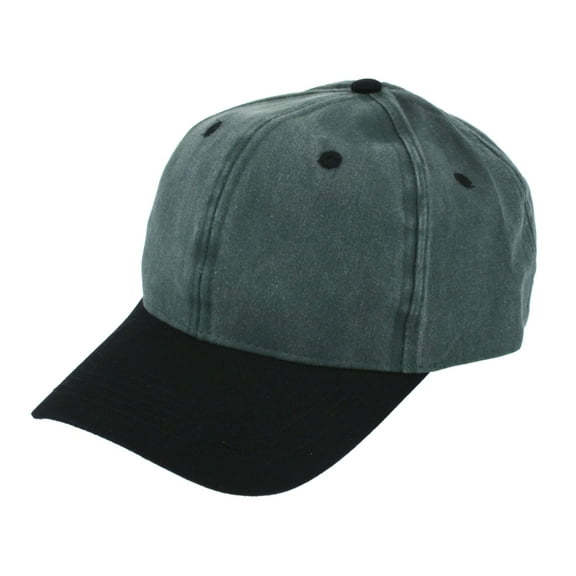 Mens Heavy Cotton Twill Stone Washed Baseball Cap Black Green