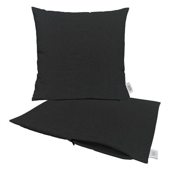 RSH Decor: Sunbrella Pillow Covers Set of 2 | 20" x 20" Square Covers | Weather-Resistant Sunbrella Fabric | Canvas Black