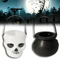 thumbnail image 3 of Halloween Props Plastic Witch Cauldron Skull Pot Candy Decor Parties Kettle B8E8, 3 of 9