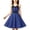 Blue, variant on Girls Vintage Halter Sleeveless Dress Kids High Waist Y2K Swing A-Line Midi Blue Polka Dot Dresses S