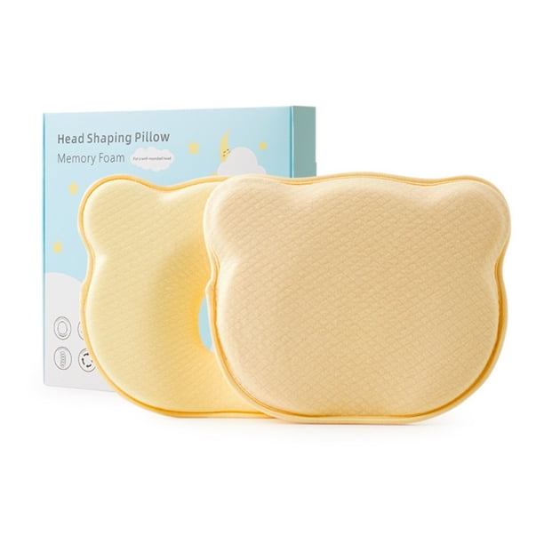Almohada Con Funda Para Bebé Mima2 De Foamy Evita Cabeza Plana Color Amarillo