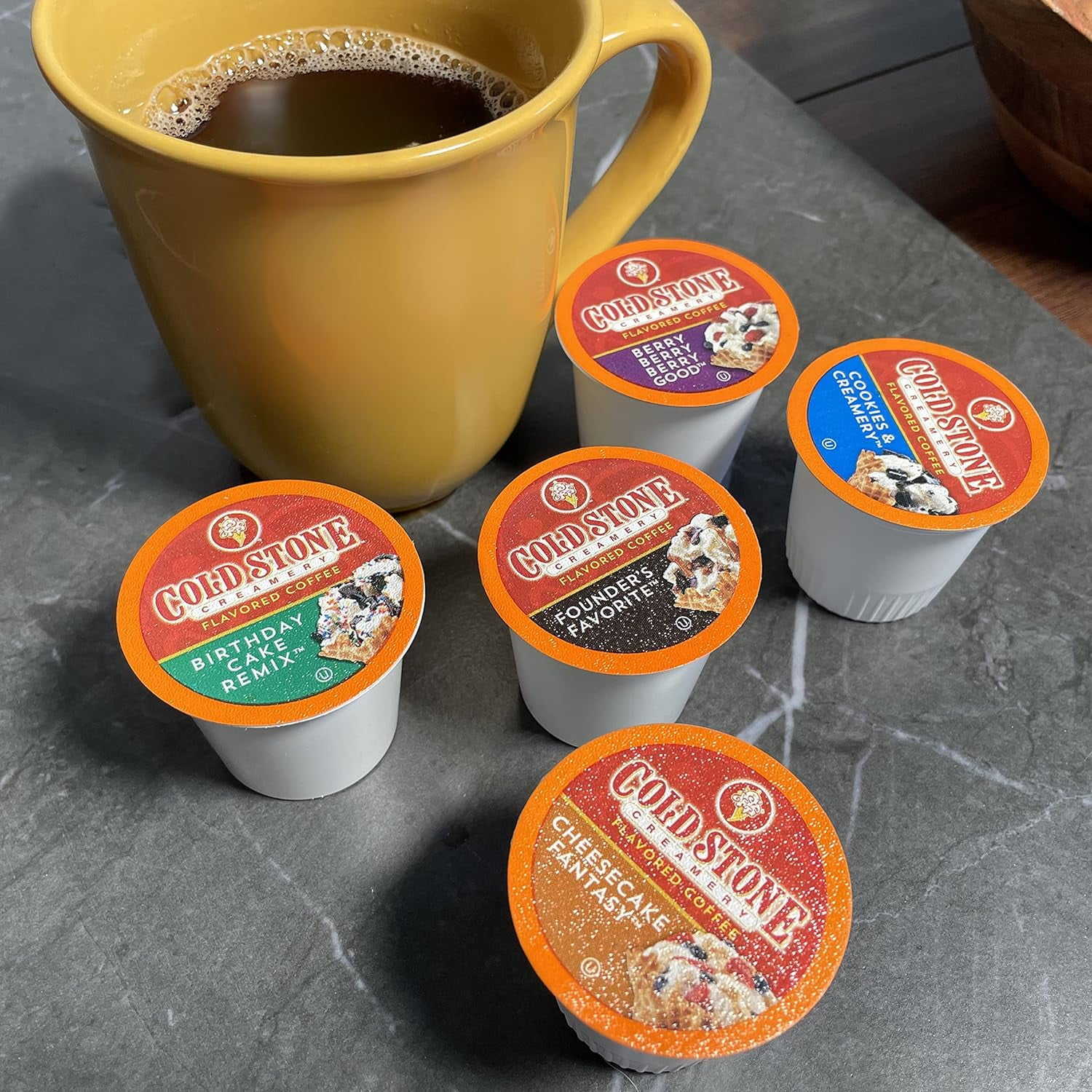 Cold Stone Creamery Assorted Variety Pack Ice Cream Coffee Pods for Single-Serve Coffee Brewers, 40 Ct