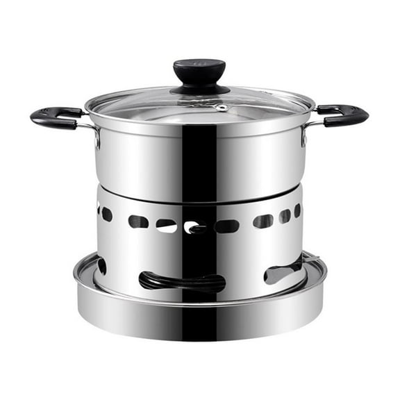 Outdoor Spirit Cooker with Lid, Portable Hot Pot Alcohol Stove, Stainless Steel Mini Cookers No Power Requirement for Camping Indoor Hikinig
