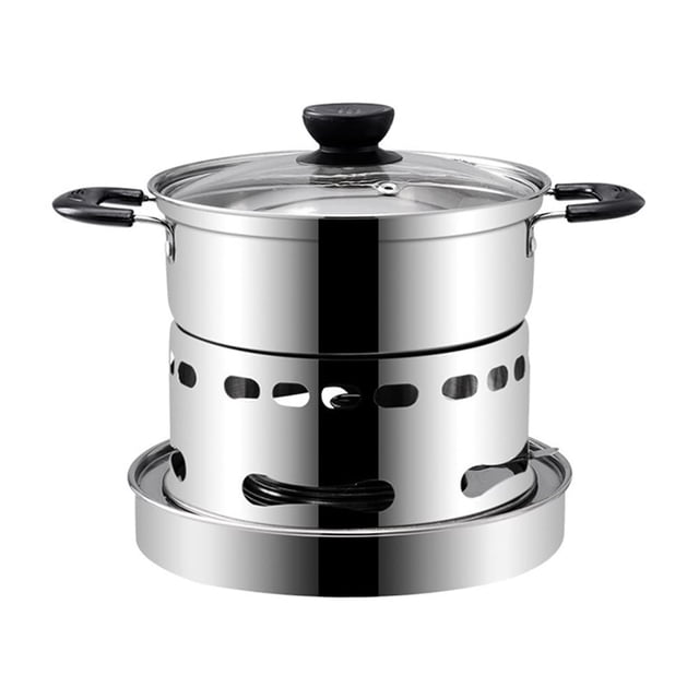 Stainless Steel Camping Cookware Cooker for Indoors, Stainless Steel Spirit Cooker, Portable Cooker, Easy To Carry, No Power Requirement, Suitable for Indoor and Camping