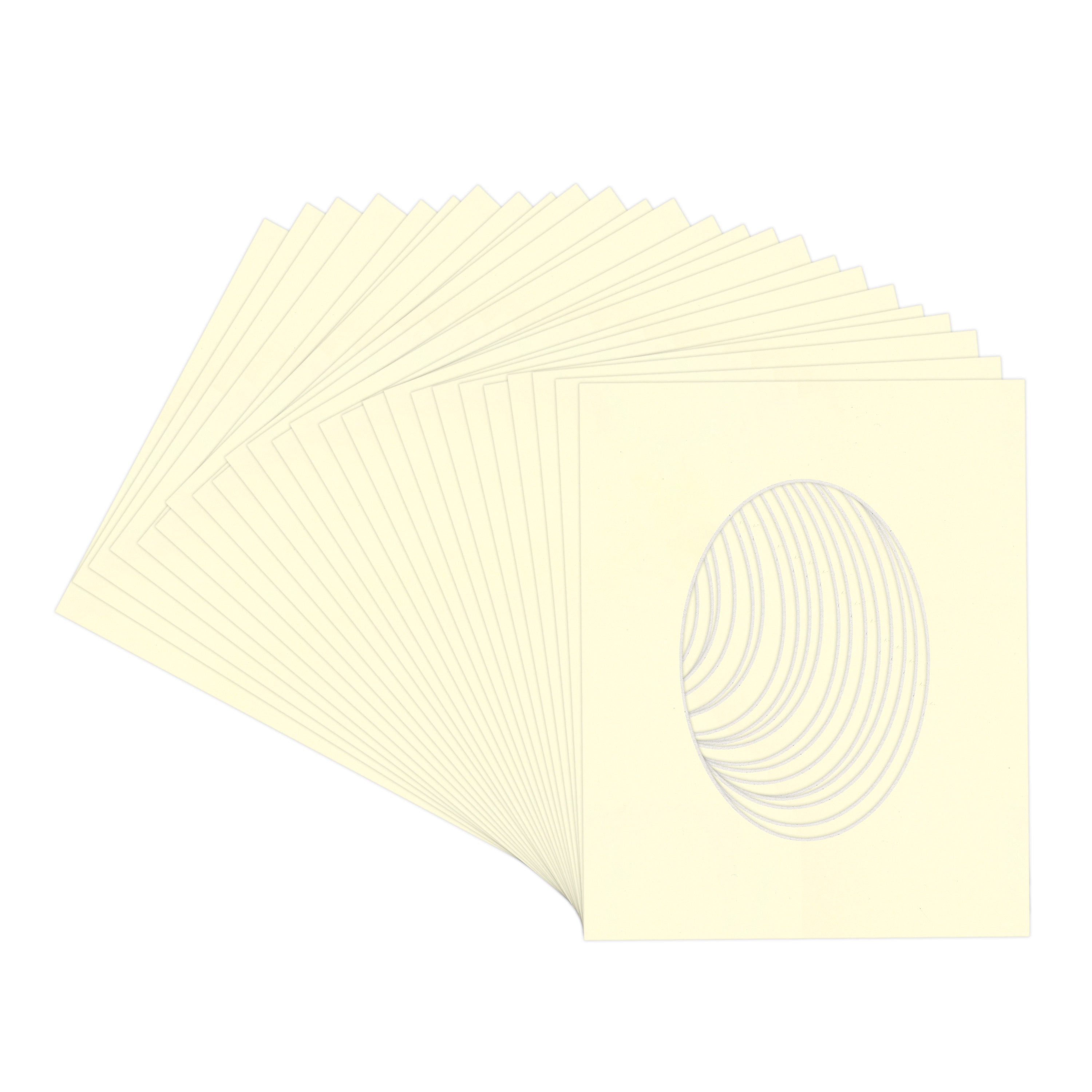 Off White Picture Frame Mat for 22x28 Frames - Oval Opening for 18x24 Photos - 25 Mats