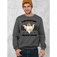 thumbnail image 2 of I Ghost People All Year Funny Halloween Skater Crewneck Sweatshirt, 2XL, Charcoal, 2 of 6