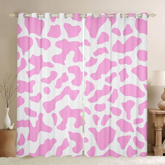 Homewish Animal Cow Print Black Out Curtains for Female Men Adults,Farmhouse Cattle Bull Curtains Pack of 2 (42x63 Each),Abstract Vintage Aesthetic Bedroom Curtains,Ultra Soft Home Decor