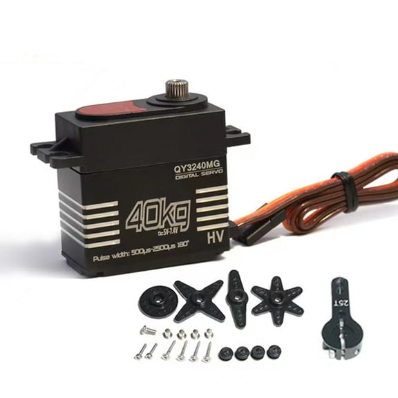 JIAHAOO High Performance Digital Servo for RC Cars, 40KG Torque, Precision Gear, 25T Metal Arm, 300mm Wire