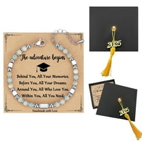 Kicpot Graduation Gifts for Her/Him 2025 Natural Stone Grad Bracelet Women/Men, Class of 2025 College High School Graduation Retirement Gifts