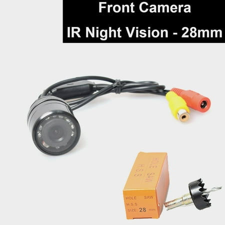 - Car Auto Front View Camera IR Night Vision 28mm Hole Drilling Forward Non-Mirrorred Image Without Grid Lines Normal Unreversed Blind Spot Display Flush Mount