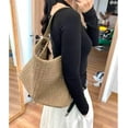 thumbnail image 2 of Kwuty Women's Braided Leather Tote Bag Stylish Suede Hobo Shoulder Bag with Woven Details, 2 of 6
