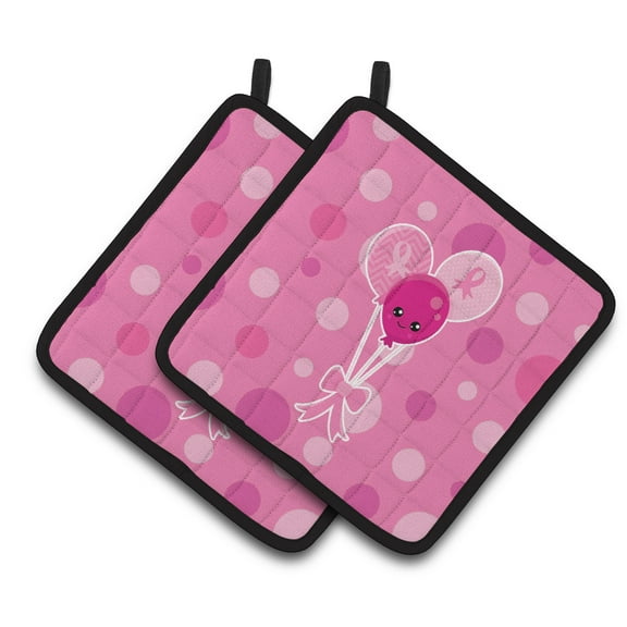 Caroline's Treasures Breast Cancer Awareness Ribbon Balloons Pair of Pot Holders