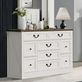 thumbnail image 2 of Farmhouse 9 Drawer Dresser with Charging Station, 54" Wide Wide Wood Dresser with Roman Metal Handle, Vintage Dressers TV Stand, Chest of Drawers for Living Room, Bedroom, 2 of 8