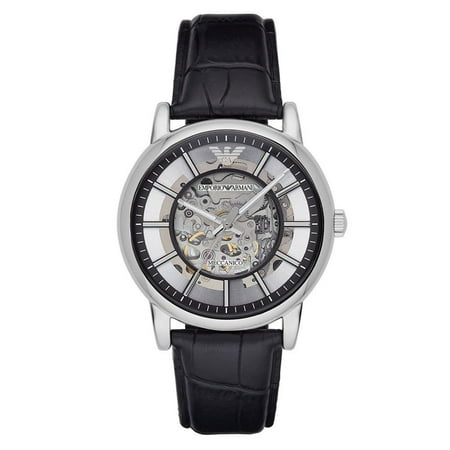 Emporio Armani Men's Luigi Skeleton Dial Leather Strap Watch (Best Price Emporio Armani Watches)