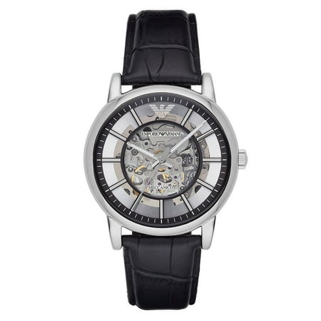 Emporio Armani Round Dial Watch - Emporio Armani Men's Luigi Skeleton Dial Leather Strap Watch AR1981
