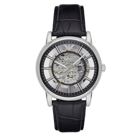 Emporio Armani Men's Luigi Skeleton Dial Leather Strap Watch